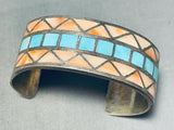 6.5 Inch Wrist Vintage Native American Navajo Turquoise Shell Sterling Silver Bracelet-Nativo Arts