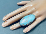 Jerman Vandever Vintage Native American Navajo #8 Turquoise Sterling Silver Ring 30 G-Nativo Arts