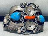 Happy Flowers!! Vintage Native American Navajo Turquoise Sterling Silver Bracelet-Nativo Arts