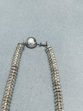 Sturdy Hand Tooled Vintage Native American Navajo Signed Sterling Silver Necklace-Nativo Arts