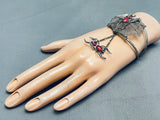 Spider On Web Vintage Native American Navajo Sterling Silver Dangling Bracelet-Nativo Arts