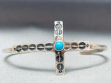 Turquoise Cross Vintage Native American Navajo Sterling Silver Bracelet Cuff-Nativo Arts