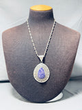 Beautiful Vintage Signed Native American Navajo Charoite Sterling Silver Medallion Necklace-Nativo Arts