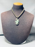 Superior Vintage Native American Navajo Green Seafoam Turquoise Sterling Silver Necklace-Nativo Arts