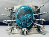 200 Gram Spider Native American Navajo Turquoise Sterling Silver Bracelet-Nativo Arts