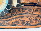 One Of The Finest Vintage Native American Zuni Turquoise Inlay Sterling Silver Buckle Belt-Nativo Arts