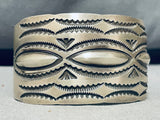 Wide Hand Wrought Vintage Native American Navajo Heavy Sterling Silver Bracelet-Nativo Arts