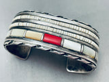 6 Inch Wrist Vintage Native American Navajo Heishi Inlay Sterling Silver Bracelet-Nativo Arts