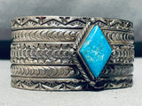 Arnold Blackgoat Diamond Turquoise Vintage Native American Navajo Sterling Silver Bracelet-Nativo Arts