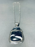 Stunning Signed Native American Navajo White Buffalo Sterling Silver J Piaso Jr Necklace-Nativo Arts