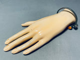 One Of The Most Unique Vintage Native American Navajo Orange Shell Sterling Silver Bracelet-Nativo Arts