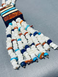 One Of The Most Unique Native American White Stone Turquoise Necklace-Nativo Arts