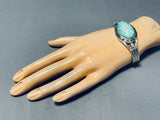 Dry Lakebed Turquoise Vintage Navajo Sterling Silver Bracelet-Nativo Arts
