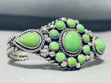 Native American Outstanding Vintage Navajo Gaspeite Sterling Silver Cluster Bracelet-Nativo Arts