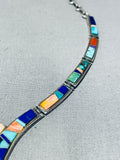 Important Native American Navajo Turquoise Coral Sterling Silver Necklace-Nativo Arts