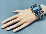 Heavy 67 Gram Vintage Native American Navajo Turquoise Sterling Silver Bracelet-Nativo Arts