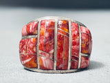 One Of The Best Vintage Native American Navajo Spiny Oyster Inlay Sterling Silver Ring-Nativo Arts