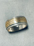 Amazing Vintage Native American Navajo Sterling Silver & 14k Gold Ring Signed V.hicks-Nativo Arts