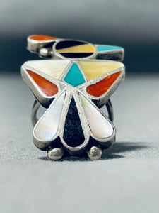 Tremendous Vintage Native American Zuni Mother Of Pearl Sterling Silver Ring-Nativo Arts