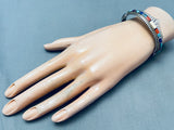 Crown Of Inlay Vintage Native American Navajo Spiderweb Turquoise Sterling Silver Clasp Bracelet-Nativo Arts