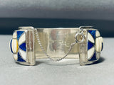 Dj Stewart 5-1/2' 5.5 Wrist Vintage Native American Navajo Sterling Siulver Inlay Bracelet-Nativo Arts