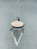 Exquisite Vintage Native American Zuni Mother Of Pearl Sterling Silver Necklace-Nativo Arts
