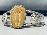 Trilobite Fossil!! Rare Vintage Native American Navajo Sterling Silve Rbracelet Cuff-Nativo Arts