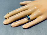 Alex Sanchez Vintage Native American Navajo Royston Morenci Turquoise Lapis Sterling Silver Ring-Nativo Arts