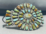 Rare Vintage Native American Navajo Blue Gem Turquoise Cluster Sterling Silver Bracelet-Nativo Arts