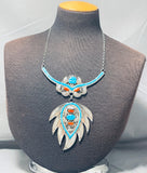 One Of The Biggest Most Crazy Vintage Navajo Turquoise Sterling Silver Necklace-Nativo Arts
