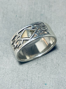 Amazing Vintage Native American Navajo 14k Gold Sterling Silver Geometric Ring-Nativo Arts