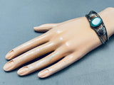 Very Rare Apache Turquoise Vintage Native American Navajo Sterling Silver Bracelet-Nativo Arts