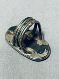 Massive Vintage Native American Navajo 2 Pilot Mountain Turquoise Sterling Silver Ring-Nativo Arts