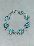 Fabulous Vintage Native American Navajo Sleeping Beauty Turquoise Sterling Silver Link Bracelet-Nativo Arts