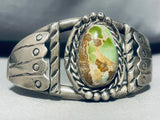 Gasp! Vintage Native American Navajo Green Turquoise Sterling Silver Bracelet Old-Nativo Arts