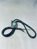 New Mexico Vintage Native American Navajo Turquoise Sterling Silver Bolo Tie-Nativo Arts