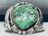 Huge Vintage Native American Navajo Green Turquoise Sterling Silver Bracelet Cuff-Nativo Arts