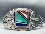 Rare Vintage Santo Domingo Kewa Turquoise Sterling Silve Rinlay Bracelet-Nativo Arts