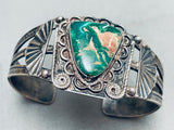 Early 1900's Vintage Native American Navajo Cerrillos Turquoise Sterling Silver Bracelet-Nativo Arts