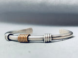 Jim Herald Vintage Native American Navajo Sterling Silver Gold Rope Bracelet