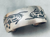 Detailed Hand-carved Vintage Navajo Sterling Silver Kachina Dancer Bracelet