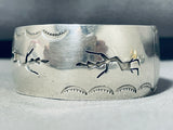Ceremony Dancers!! Vintage Native American Navajo Hand Tooled Sterling Silver Bracelet-Nativo Arts