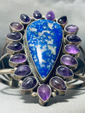 The Most Unique Vintage Native American Navajo Lapis Amethyst Sterling Silver Bracelet-Nativo Arts