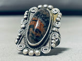 Elegant Vintage Native American Navajo Petrified Wood Sterling Silver Ring-Nativo Arts