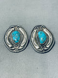 40 Grams Quality Vintage Native American Navajo Clip On Turquoise Sterling Silver Earrings-Nativo Arts
