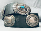 376 Grams Vintage Native American Navajo Turquoise Sterling Silver Concho Belt Old-Nativo Arts
