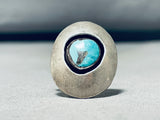 Wonderful Vintage Native American Navajo Kingman Turquoise Sterling Silver Shadowbox Ring-Nativo Arts