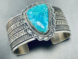 Astounding Vintage Native American Navajo Pilot Mountain Turquoise Sterling Silver Bracelet-Nativo Arts