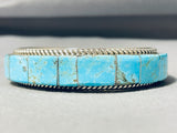 7 Inch Wrist Vintage Native American Navajo Inlay 8 Turquoise Sterling Silver Bracelet-Nativo Arts