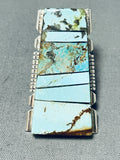 Gigantic Native American Navajo Inlay Turquoise Sterling Silver Huge Trapezoid Ring-Nativo Arts